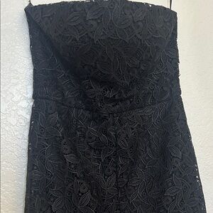 Vintage Black Lace Strapless Dress